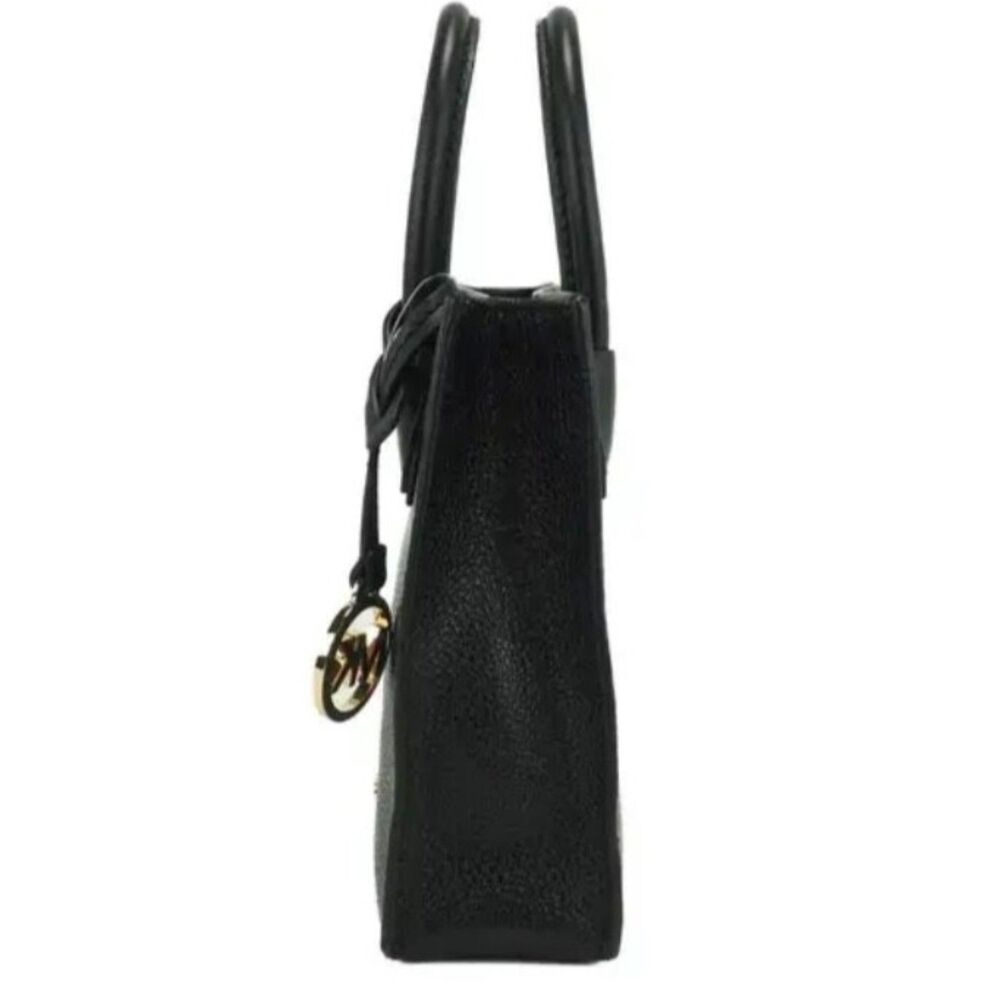 Michael Kors Mercer XS Black PVC North South Shopper Crossbody Bag MK Logo - Picture 3 of 6